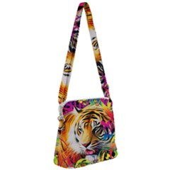 Tiger In The Jungle Zipper Messenger Bag by icarusismartdesigns