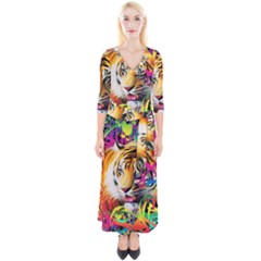 Tiger In The Jungle Quarter Sleeve Wrap Maxi Dress by icarusismartdesigns