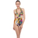 Tiger In The Jungle Halter Front Plunge Swimsuit View1