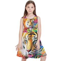 Tiger In The Jungle Kids  Skater Dress by icarusismartdesigns