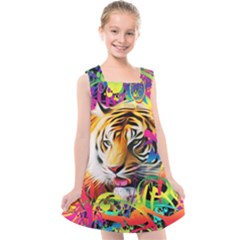 Tiger In The Jungle Kids  Cross Back Dress by icarusismartdesigns