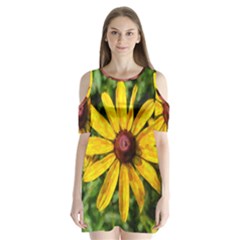 Sunflower Painting Shoulder Cutout Velvet One Piece by ExtraAwesomeSauce