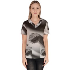 Black And White Snake Women s V-neck Scrub Top by ExtraAwesomeSauce