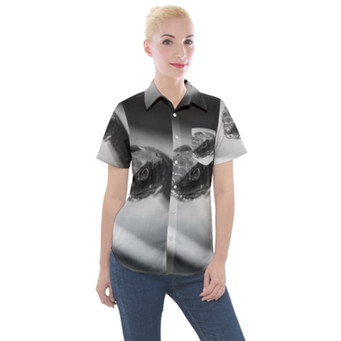 Black And White Snake Women s Short Sleeve Pocket Shirt by ExtraAwesomeSauce