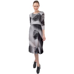 Black And White Snake Ruffle End Midi Chiffon Dress by ExtraAwesomeSauce