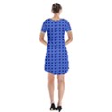 Basket Weave Basket Pattern Blue Short Sleeve V-neck Flare Dress View2