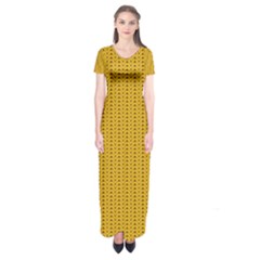 Yellow Knitted Pattern Short Sleeve Maxi Dress by goljakoff