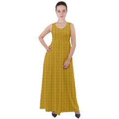 Yellow Knitted Pattern Empire Waist Velour Maxi Dress by goljakoff