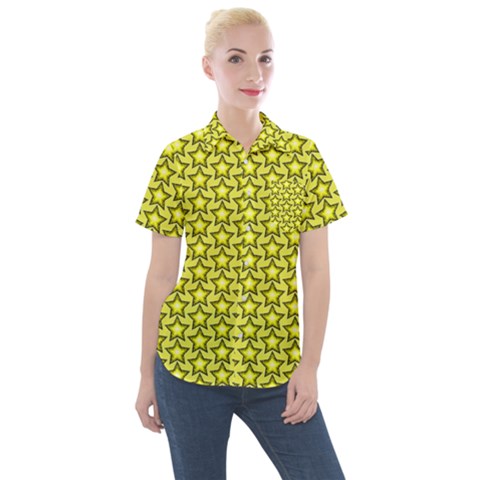 Stars Women s Short Sleeve Pocket Shirt by Sparkle