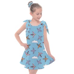 Birds In The Sky Kids  Tie Up Tunic Dress by SychEva