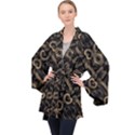 Modern Intricate Print Pattern Long Sleeve Velvet Kimono  View1