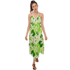 Green Leaves Halter Tie Back Dress  by Eskimos