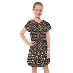 Modern Geometric Ornate Pattern Kids  Drop Waist Dress by dflcprintsclothing