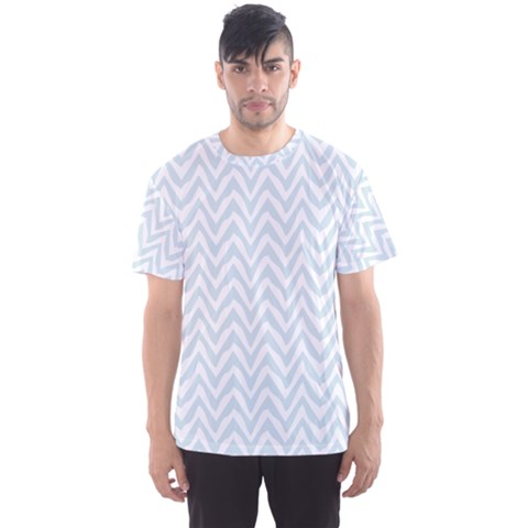 Chevrons Bleu Clair/blanc Men s Sport Mesh Tee by kcreatif