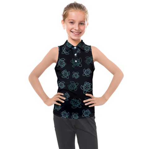 Blue Turtles On Black Kids  Sleeveless Polo Tee by contemporary