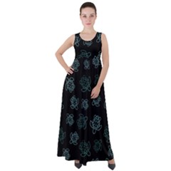 Blue Turtles On Black Empire Waist Velour Maxi Dress by contemporary