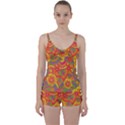 Geometric Floral Pattern Tie Front Two Piece Tankini View1