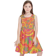 Geometric Floral Pattern Kids  Skater Dress by designsbymallika