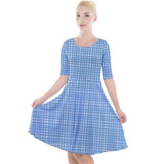 Blue Knitted Pattern Quarter Sleeve A-line Dress by goljakoff