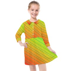 Orange Green Gradient Hunter Kids  Quarter Sleeve Shirt Dress by Dutashop