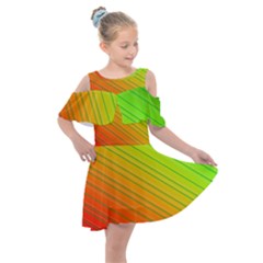 Orange Green Gradient Hunter Kids  Shoulder Cutout Chiffon Dress by Dutashop