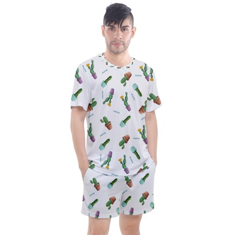 Cacti In Pots Men s Mesh Tee And Shorts Set by SychEva