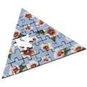 delicate hibiscus flowers on a blue background Wooden Puzzle Triangle View3