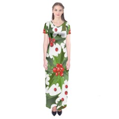 Christmas Berry Short Sleeve Maxi Dress by goljakoff