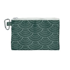 Green Sashiko Pattern Canvas Cosmetic Bag (medium) by goljakoff