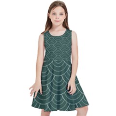 Green Sashiko Pattern Kids  Skater Dress by goljakoff