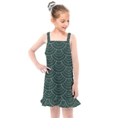 Green Sashiko Pattern Kids  Overall Dress by goljakoff