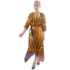 Pheonix Rising Quarter Sleeve Wrap Front Maxi Dress by icarusismartdesigns