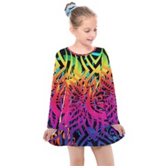 Abstract Jungle Kids  Long Sleeve Dress by icarusismartdesigns