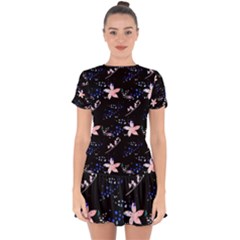 Sparkle Floral Drop Hem Mini Chiffon Dress by Sparkle