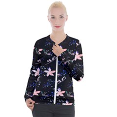 Sparkle Floral Casual Zip Up Jacket by Sparkle