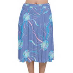 Jelly Fish Velvet Flared Midi Skirt by Sparkle