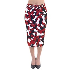 Camouflage Rouge Velvet Midi Pencil Skirt by kcreatif