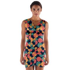 Shapes Pattern Wrap Front Bodycon Dress by designsbymallika