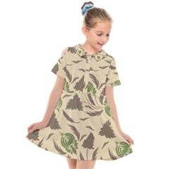 Folk Floral Pattern  Flowers Print  Kids  Short Sleeve Shirt Dress by Eskimos