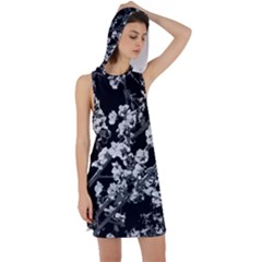 Fleurs De Cerisier Noir & Blanc Racer Back Hoodie Dress by kcreatif