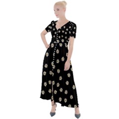 Pattern Marguerites Button Up Short Sleeve Maxi Dress by kcreatif