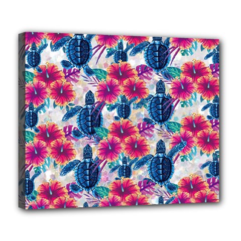 Tropical Flowers Turtles Cbdoilprincess 9a8efa63-1b6b-4226-a85c-858859e581d8 Deluxe Canvas 24  X 20  (stretched) by CBDOilPrincess1