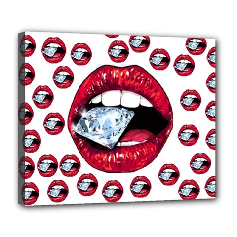 Lips Diamonds Cbdoilprincess  Df7357df-b45a-476d-b5b0-d19665f6de3f Deluxe Canvas 24  X 20  (stretched) by CBDOilPrincess1