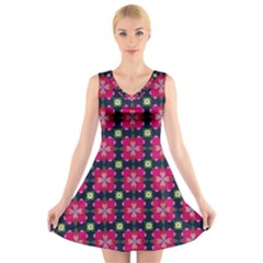 Pattern Of Hearts V-neck Sleeveless Dress by SychEva