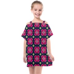 Pattern Of Hearts Kids  One Piece Chiffon Dress by SychEva