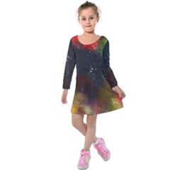 Abstract Paint Drops Kids  Long Sleeve Velvet Dress by goljakoff