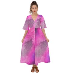 Purple Space Paint Kimono Sleeve Boho Dress by goljakoff