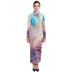 Abstract Galaxy Paint Turtleneck Maxi Dress by goljakoff