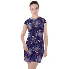 Turtles Swim In The Water Among The Plants Drawstring Hooded Dress by SychEva