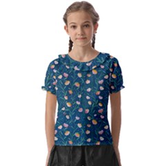 Unusual Flowers Kids  Frill Chiffon Blouse by SychEva